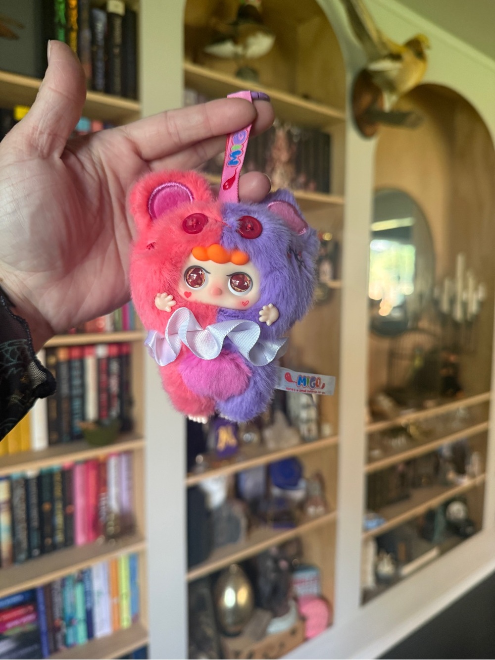 Migo troublemakers Plush Pink & Purple Small Keychain Toy - Cute Furry Accessory